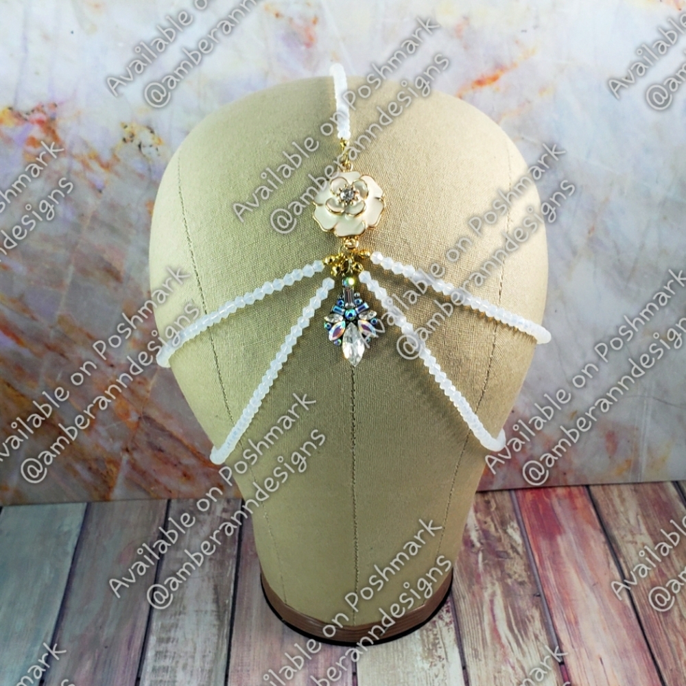 White Czech Crystal Headpiece